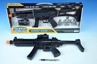 Samopal s optikou plast 60cm na baterie se zvukem se světlem v krabici