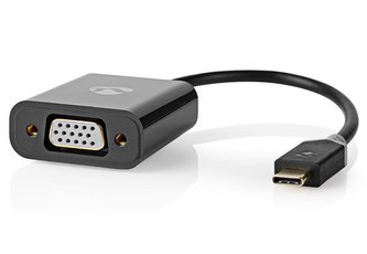 NEDIS redukční kabel s adaptérem/ USB-C zástrčka – VGA zásuvka/ Antracit/ box/ 20cm