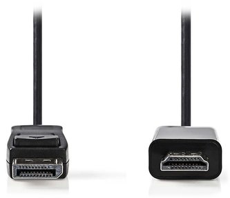 NEDIS kabel DisplayPort - HDMI/ zástrčka DisplayPort - zástrčka HDMI/ černý/ 3m