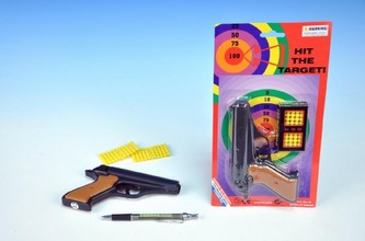 Pistole na kuličky plast 15cm + 100 kuliček na kartě