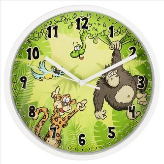 HAMA dětské nástěnné hodiny Jungle/ průměr 22,5 cm/ tichý chod/ 1x AA baterie/ bílé (jungle)