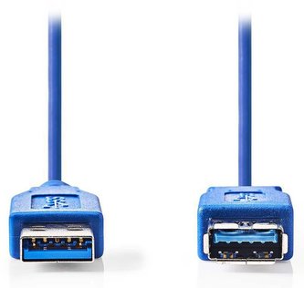 NEDIS prodlužovací USB 3.0 kabel/ zástrčka A - zásuvka A/ modrý/ 3m