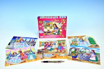 Kostky kubus Popelka dřevo 20ks v krabičce 20x16x4cm