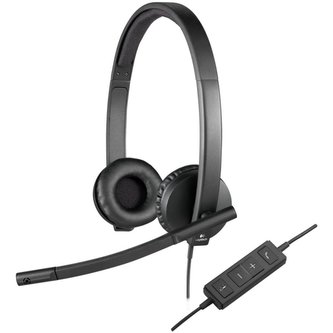 Logitech Headset H570e Stereo/ drátová sluchátka + mikrofon/ USB/ černá