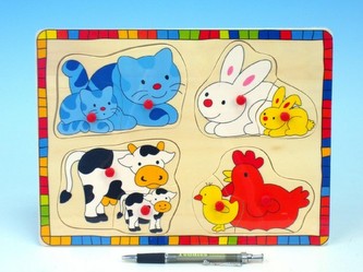 Vkládačka farma dřevo 30x22cm 8ks od 12 měsíců