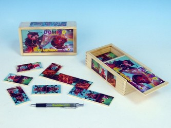 Domino společenská hra Včelí medvídci II dřevo 28ks v dřevěné krabičce 19x10x5cm od 10 měsíců