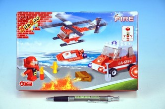 Stavebnice BanBao Dopravní prostředky Hasiči 108ks + 1 figurka v krabici 23x15x5cm