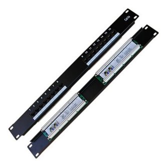 DATACOM Patch panel 19\" UTP 16 port CAT5E LSA 1U BK (2x8p)