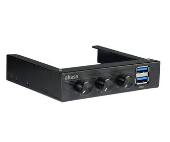 AKASA kontrolní panel do 3,5\" pozice / AK-FC-06U3BK / hliníkový / 2x USB3.0 / 3x FAN kontrola / černý