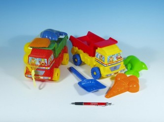 Auto na písek + lopatka + 2 formičky plast 25cm
