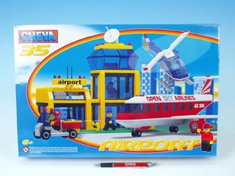 Stavebnice Cheva 35 Letiště plast 438ks v krabici 45x30x8cm