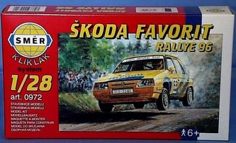 Model Kliklak Škoda Favorit Rallye 96 13,5x6,7cm v krabici 25x14,5x4,5cm