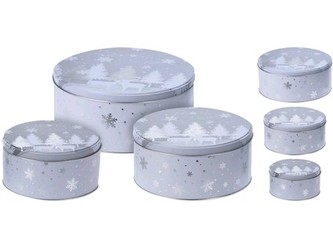 dóza plechová kulatá VÁNOČNÍ sada 3díl.