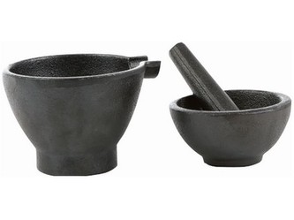 hmoždíř pr.11cm s miskou pr.9,5cm + tlouček LITINA ČER