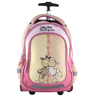Školní batoh trolley Nici růžovo-žlutý, dvě ovečky