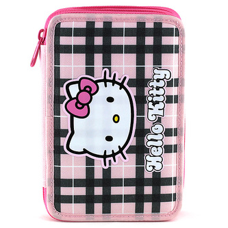 Hello Kitty Školní penál s náplní růžovo-černé kostky