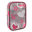 Školní penál s náplní Target Srdce, jednopatrový, růžovo-šedý