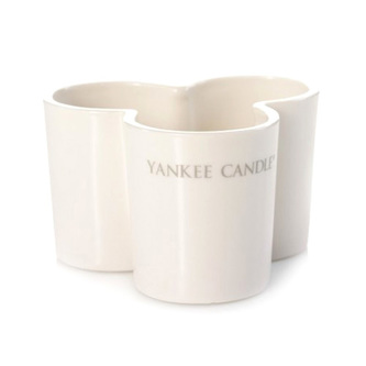 Svícen skleněný Yankee Candle Trojlístek, na 3 svíčky, mléčné sklo