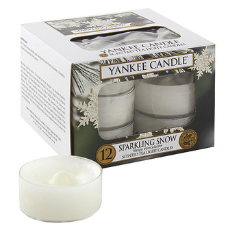 Svíčky čajové Yankee Candle Jiskřivý sníh, 12 ks