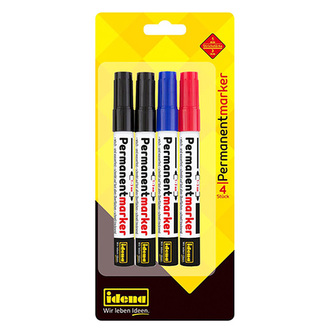 Permanentní popisovač 4ks Idena 2xčerný, 1xmodrý, 1xčervený
