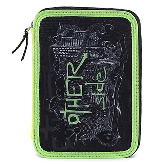 Školní penál s náplní Target Other side, barva černo-zelená