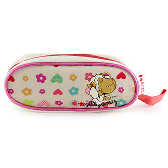 Školní penál bez náplně Nici kulatý, béžovo/růžový