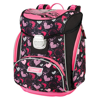 Školní aktovka Target Srdce, růžovo-černá