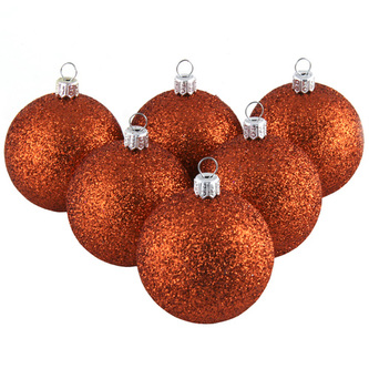 Vánoční ozdoba Europalms Vánoční dekorační ozdoby, 6 cm, měděný se třpytkami, 6 ks