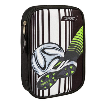 Školní penál s náplní Target Fotbal, jednopatrový, černo-bílý