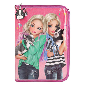 Penál s výbavou Top Model June a Jill, růžový s glitry Penál s výbavou Top Model June a Jill, růžový s glitry
