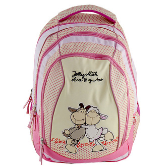 Školní batoh 2v1 Nici žluto-růžová, dvě ovečky
