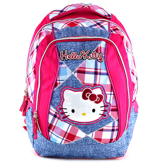 Školní batoh Hello Kitty jeans, motiv kostky