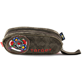 Školní penál Target hnědo-zelený