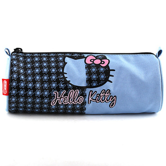 Školní penál Hello Kitty modrý, motiv květin