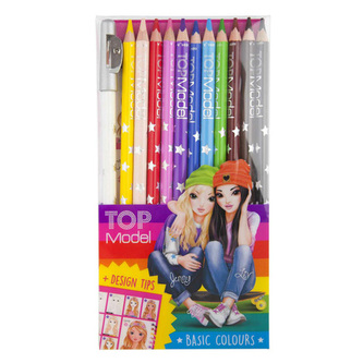 Pastelky Top Model ASST Jenny a Liv, 12 barev, s ořezávátkem