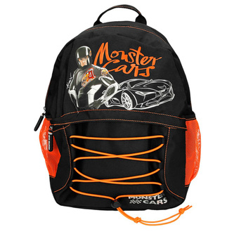 Batůžek Monster Cars Alex se závodním autem, černo-oranžový