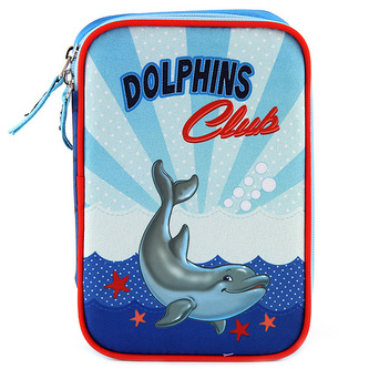 Školní penál s náplní Target Dolphins Club, barva modrá