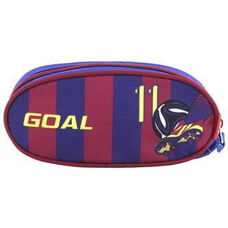 Školní penál Target Goal, vínovo-modré pruhy