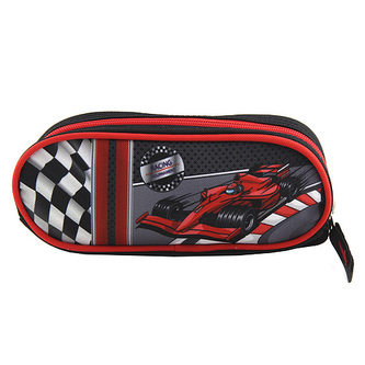 Školní penál Target Formule, barva šedo/červená.