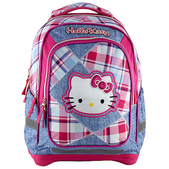 Školní batoh Hello Kitty růžovo-modré kostky