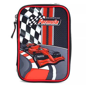 Školní penál s náplní Target Formule, jednopatrový, černo-červený