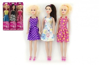 Panenka nekloubová plast 28cm; 6 druhů; v krabičce - 1 kus