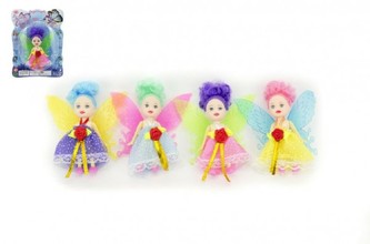 Panenka s křídly 10cm asst 4 barvy na kartě