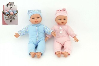 Panenka/miminko měkké tělo 30cm na baterie se zvukem asst 2 barvy