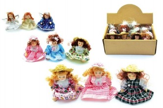 Miniaturní panenka porcelán 8,5cm asst