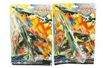 Letadlo stíhačka plast 22cm na zpětné natažení asst 3 barvy na kartě