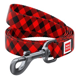 Vodítko nylonové Waudog Červená kostka (122cm/2,5cm)
