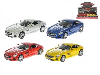 Auto Kinsmart Mercedes Benz AMG GT 1:36 kov 13cm zpětný chod asst 4 barvy 12ks v DBX