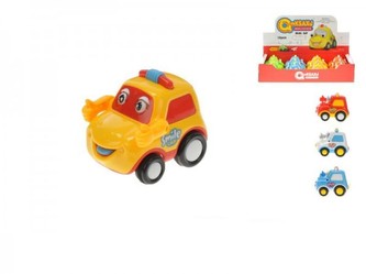 Auto veselé s ručičkama 9cm 18m+ 12ks v DBX na setrvačník plast asst 4 barvy