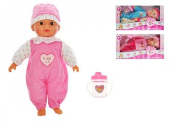 Miminko měkké tělo s lahvičkou 30 cm, 3 druhy (1ks v krabičce)